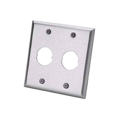 Placa de Pared Doble IndustrialNet?, Para 2 Conectores Industriales, de Acero Inoxidable