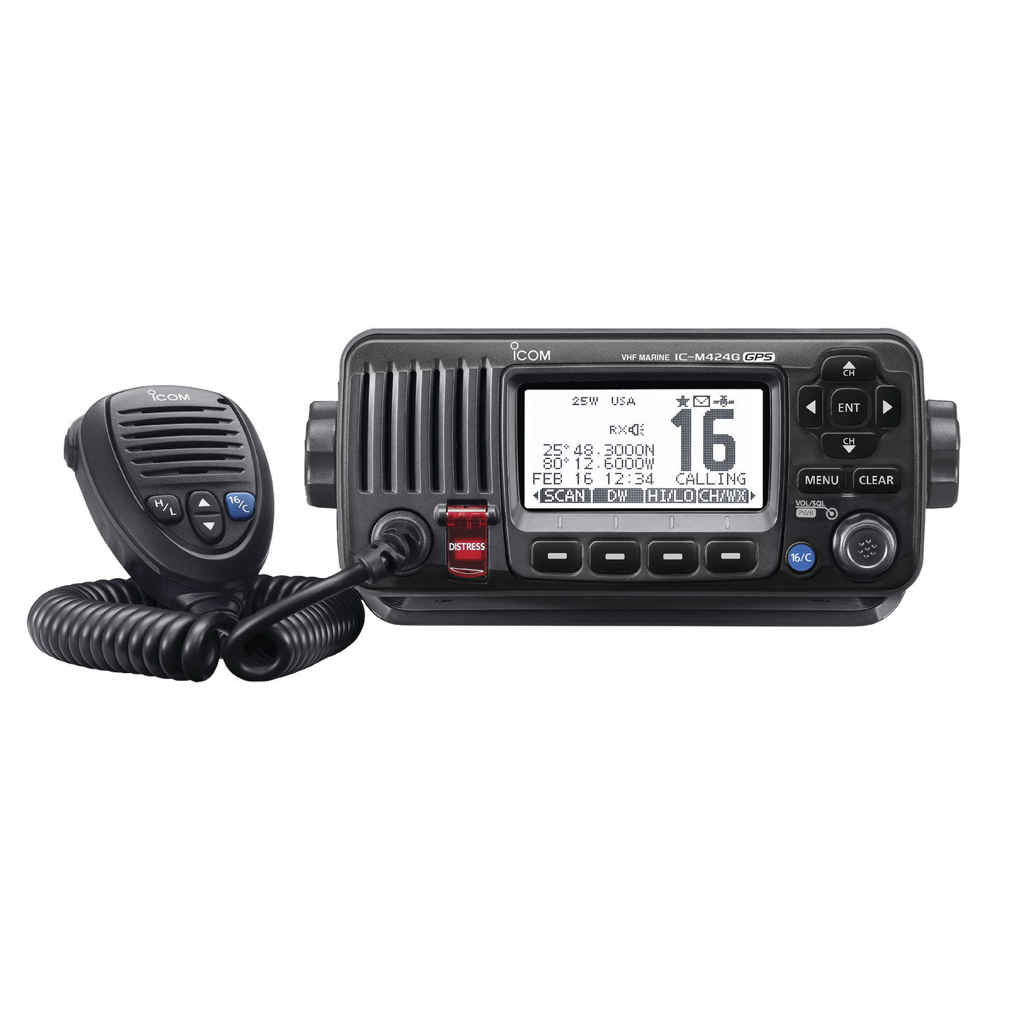 Radio VHF Móvil Marino, Función de cancelación de ruido, GPS interconstruido, Salida de potencia de 10W, Bocina Manual, Elimina Residuos de Agua de la Bocina, IPX7 Sumergible, Color Negro.