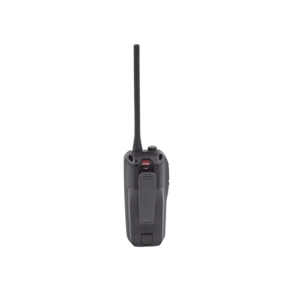 Radio portátil marino flotante con receptor AIS y GPS incluido, Tx: 156.025-157.425 MHz Rx: 156.050-163.275 MHz, opera en canales INT, USA, CAN, WX, Incluye antena, batería, cargador, cable de encendedor y clip.