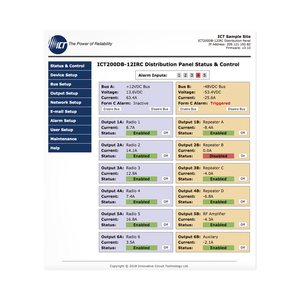 PDU Administrable IP, 12 Salidas para Brakers (No incluidos), Control de Energía Remoto, Doble Bus Inteligente de Distribución CD, Aplicaciones 12,24 y 48 Vcc.