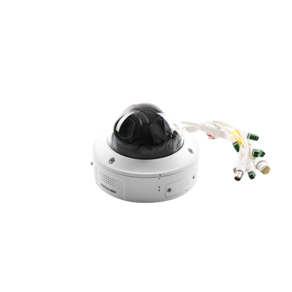 Domo IP 4 Megapixel / Lente Mot. 2.8 a 12 mm / 40 mts IR EXIR / IK10 / IP67 / H.265+ / WDR 140 dB / Captura Facial / DeepinView / Búsqueda por Atributos / 2 Micrófonos Integrados / Micro SD