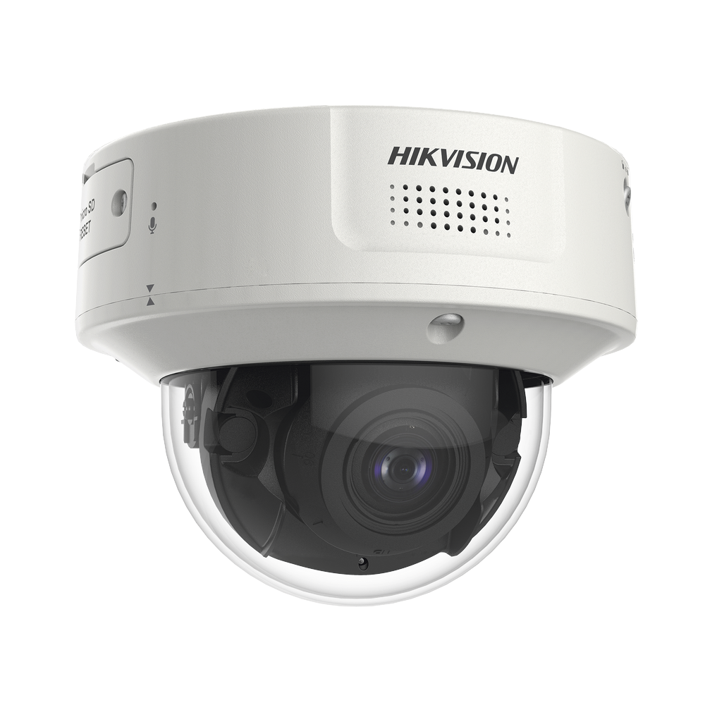 Domo IP 8 Megapixel / Lente Mot. 2.8 a 12 mm /  DARKFIGHTER / WDR 120 dB / IK10 / 30 mts IR / Conteo Facial / Detección Facial / Interior / PoE / Búsqueda por Atributos / Micrófono Integrado / Micro SD