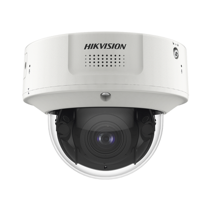 Domo IP 8 Megapixel / Lente Mot. 2.8 a 12 mm /  DARKFIGHTER / WDR 120 dB / IK10 / 30 mts IR / Conteo Facial / Detección Facial / Interior / PoE / Búsqueda por Atributos / Micrófono Integrado / Micro SD