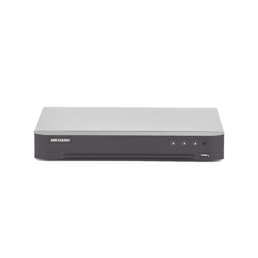 (ACUSENSE / Evita Falsas Alarmas) DVR 4 Megapixel / 4 Canales TURBOHD + 2 Canales IP / 1 Bahía de Disco Duro / 1 Canal de Audio