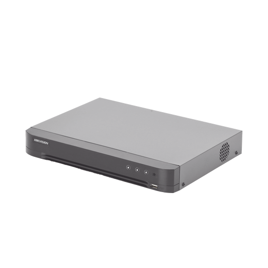 DVR 8 Canales TurboHD + 4 Canales IP / 4 Megapixel Lite - 3K Lite / Acusense (Evita Falsas Alarmas) / Audio por Coaxitron / 1 Bahía de Disco Duro / 8 Entrada de Audio Fisicas (Microfono por Separado) / H.265+ / Salida de Video en Full HD