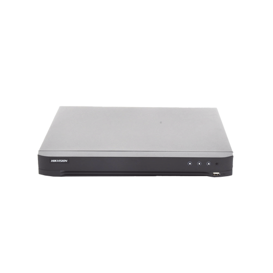 (ACUSENSE / Evita Falsas Alarmas) DVR 4K / 16 Canales TURBOHD + 16 Canales IP /  2 Bahía de Disco Duro / Audio por Coaxitron / Salida de Vídeo en 4K / Entrada Salida de Alarma