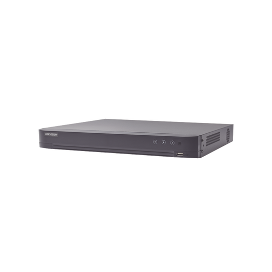 DVR 16 Canales TURBOHD + 16 Canales IP / 8 Megapixel (4K) / Audio de Dos Vías por Coaxitron / ACUSENSE / Reconocimiento Facial / 2 Bahías de Disco Duro / Salida de Video en 4K / H.265+