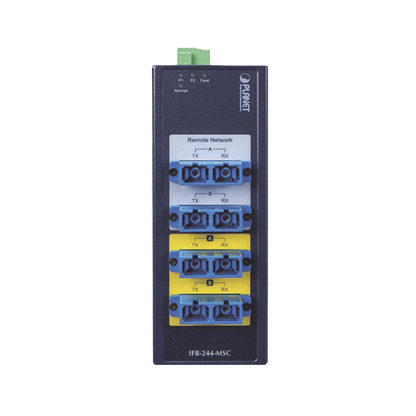Switch Industrial Bypass de Fibra Optica Multimodo con Conector SC de 2 Canales