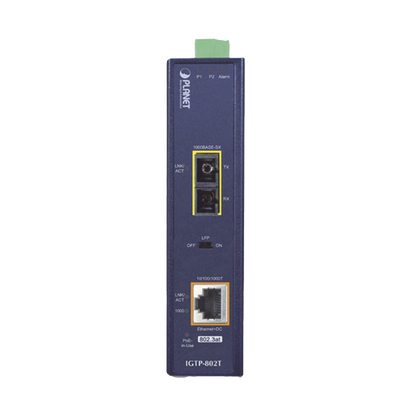 Convertidor de medios industrial PoE+ 1000BASE-SX a 10/100/1000BASE-T 802.3at (SC,MM) -550 m