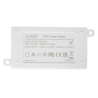 Inyector POE 802.3 af/at (48V 0.6A) /  Para Puntos de Acceso Alta Labs ( O Cualquier Equipo con PoE+) / 2 Puertos 10/100/1000 Mbps / Incluye cable AC