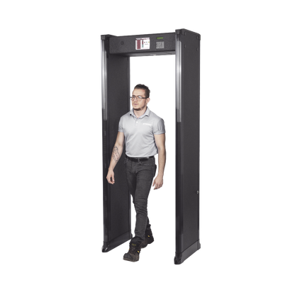 Arco Detector de Metales de 6 Zonas para Intemperie con Anclaje para Fijarse al Piso. Incluye Sensor IR para evitar falsas Alarmas / Certificado por la Administración Federal de Aviación de EE. UU. (FAA)