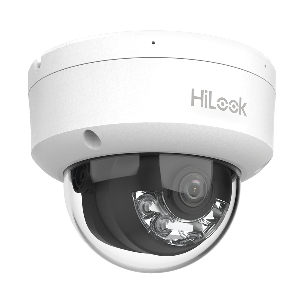 [Dual Light] Domo IP de 2 Megapixel (1080p) / Lente 2.8 mm / 20 mts IR + 15 mts Luz Blanca / Micrófono Integrado / ACUSENSE Lite / Uso en interior / PoE / dWDR / H.265+ / ONVIF