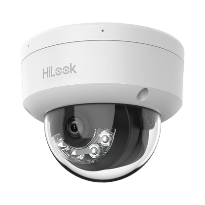 [Dual Light] Domo IP de 2 Megapixel (1080p) / Lente 2.8 mm / 20 mts IR + 15 mts Luz Blanca / Micrófono Integrado / ACUSENSE Lite / Uso en interior / PoE / dWDR / H.265+ / ONVIF