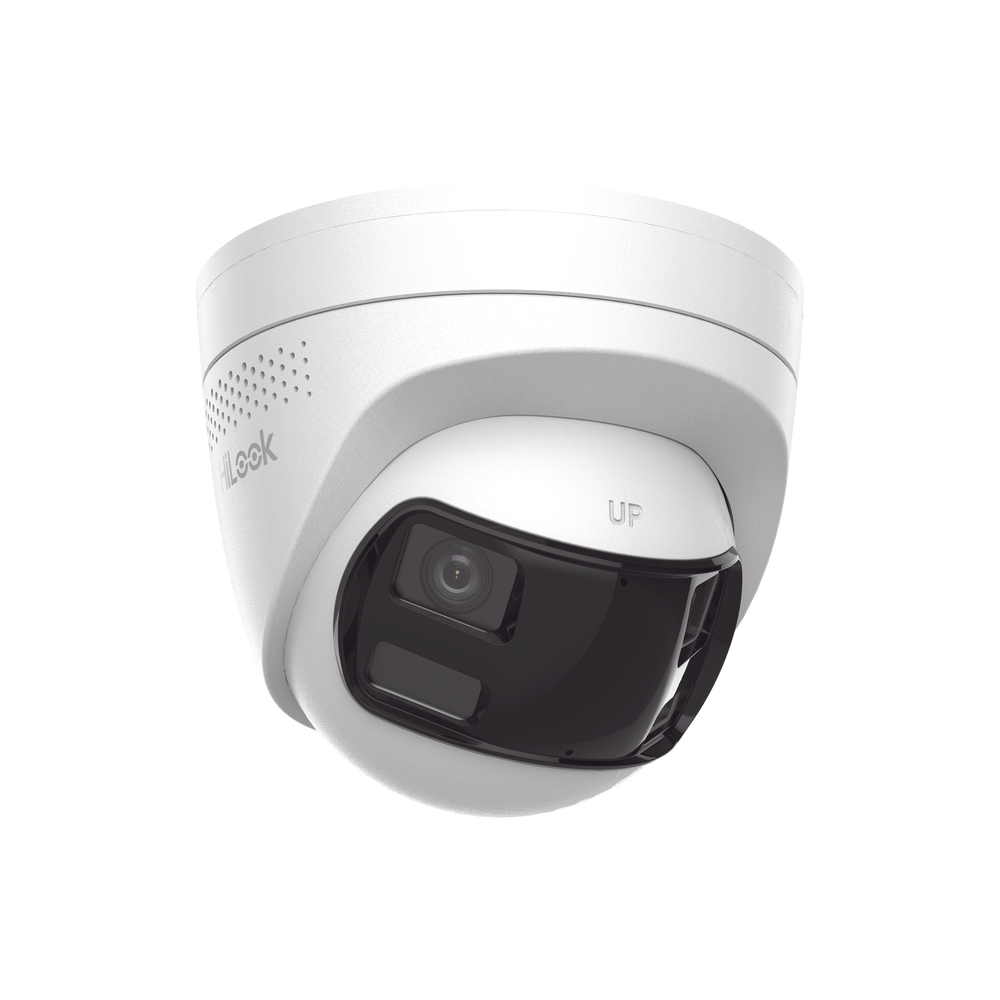 [Dual Light] Turret IP 6 Megapixel / Imagen Panorámica 180°/ PoE / Micrófono y Bocina Integrado / Exterior IP67 / Audio Bidireccional / Alarma Visual y Auditiva Integrada / Smart Supplement Light / Micro SD 512 GB
