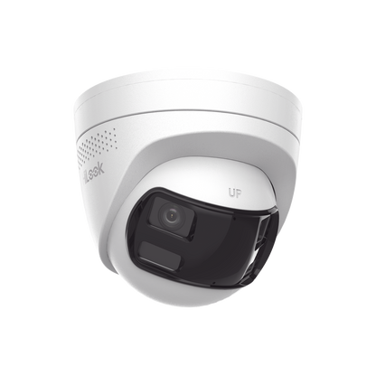 [Dual Light] Turret IP 6 Megapixel / Imagen Panorámica 180°/ PoE / Micrófono y Bocina Integrado / Exterior IP67 / Audio Bidireccional / Alarma Visual y Auditiva Integrada / Smart Supplement Light / Micro SD 512 GB