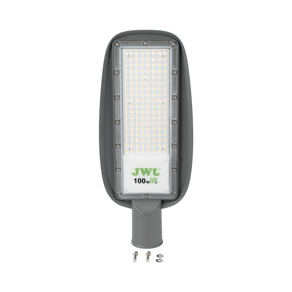 Luminaria LED  de 100 W / 100 - 265 V CA~50/60 Hz / Fotocelda  / Color Blanco/ Dimensiones 200 x 465 x 78 mm / Ángulo de Luz 135°.
