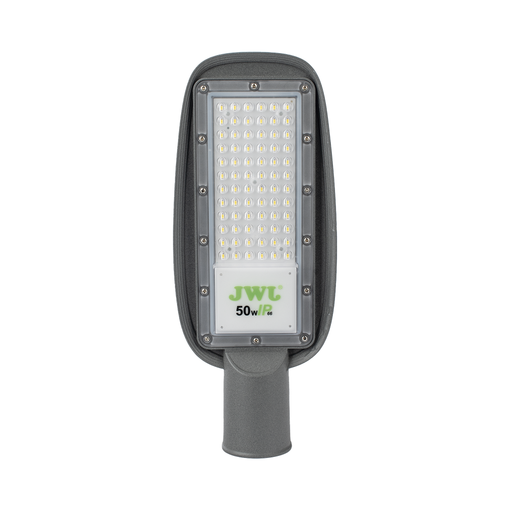 Luminaria LED de 50 W/ 100 - 265 V CA ~50/60 Hz / Fotocelda / Color Blanco/ Dimensiones 160 x 390 x 78 mm / Ángulo de Luz 135°.