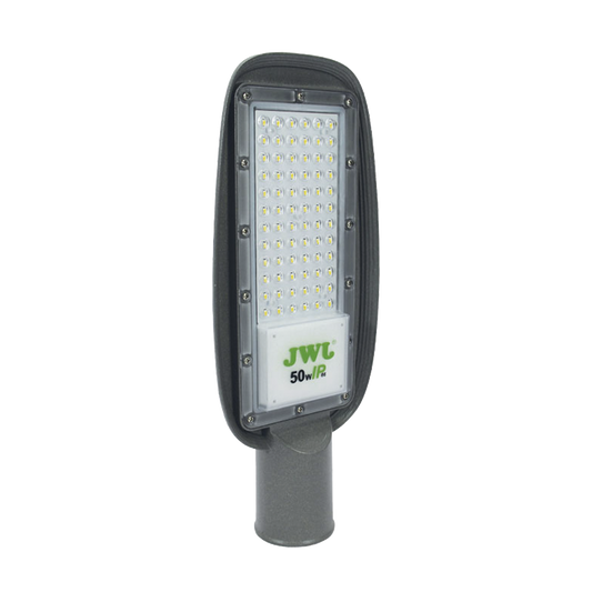 Luminaria LED con Fotocelda 50 W/ 100 - 265 V CA ~50/60 Hz / Color Blanco/ Dimensiones 160 x 390 x 78 mm / Ángulo de Luz 135°.