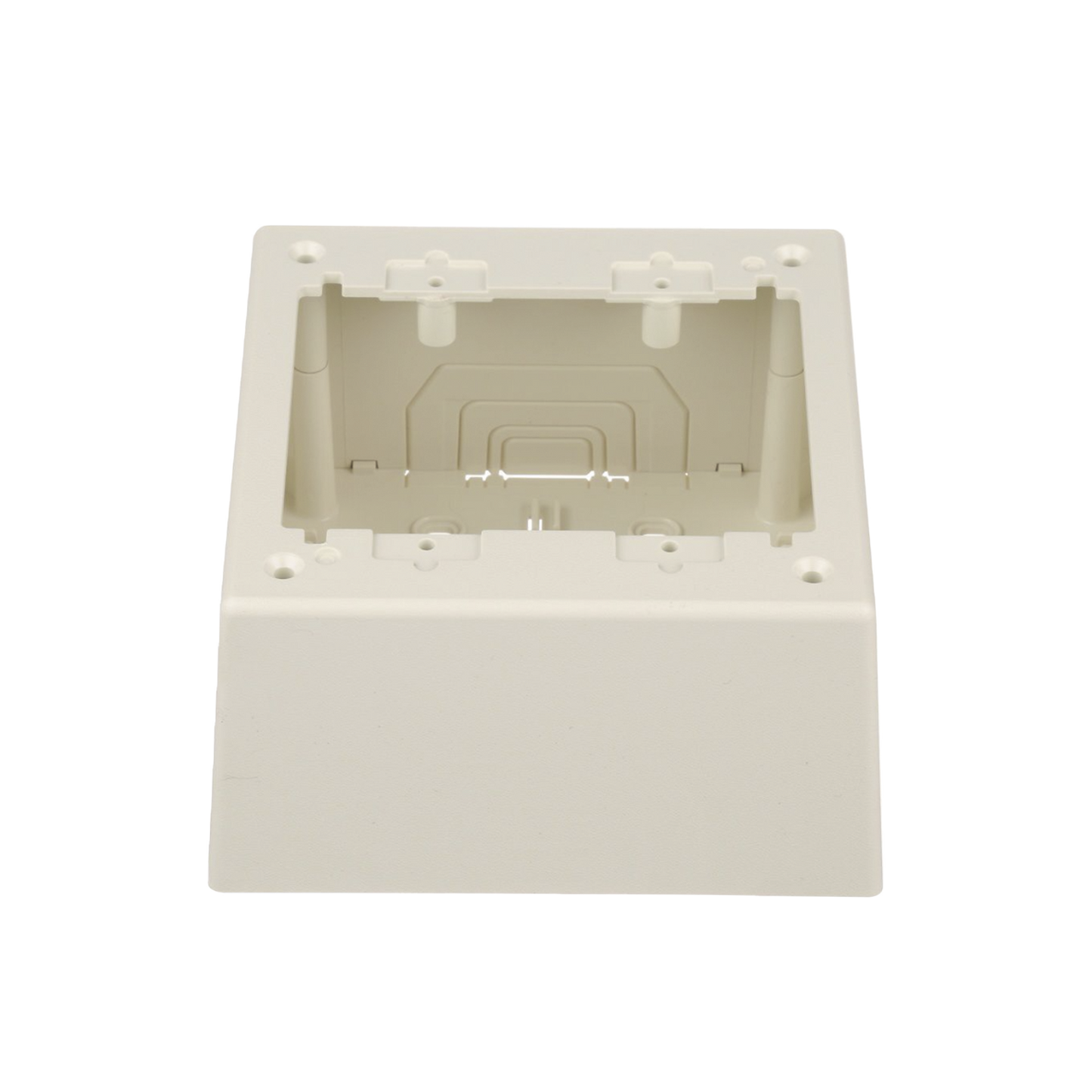 Caja de Pared Superficial Doble, con Divisor Opcional, Uso Universal con Placas de Pared, Color Blanco Mate