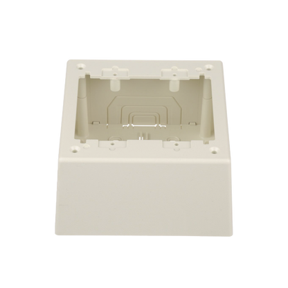 Caja de Pared Superficial Doble, con Divisor Opcional, Uso Universal con Placas de Pared, Color Blanco Mate