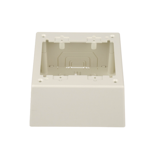 Caja de Pared Superficial Doble, con Divisor Opcional, Uso Universal con Placas de Pared, Color Blanco Mate