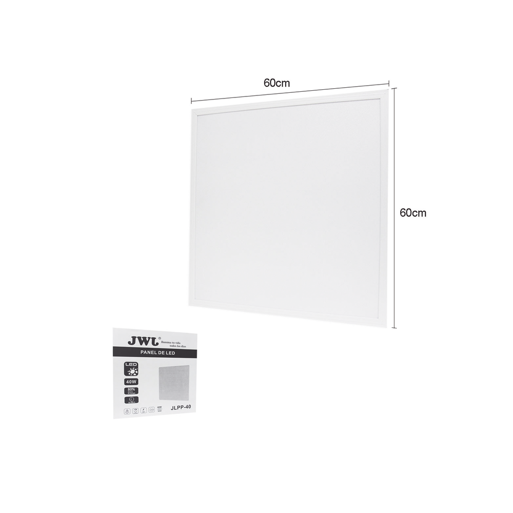 Panel LED / Luz Blanca 6 500 K / Empotrado o Suspendido / 59.5 x 59.5 cm /  40 W / 127 Vca~60Hz / Vida Útil de 50,000 horas / Ángulo de Luz de 140°