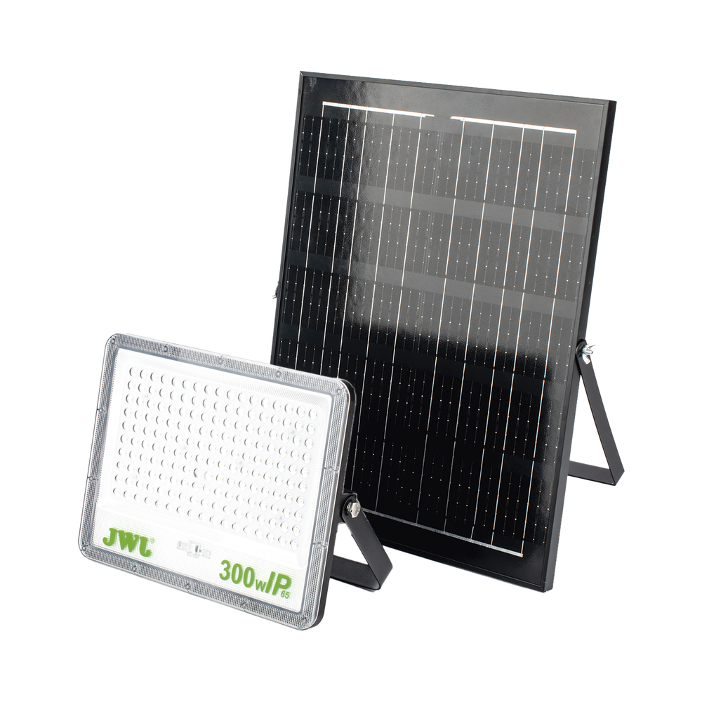 Reflector de 300 W con Panel Solar /  Batería 3.2  V CD / T.C.C. 6 500 K / IP65.