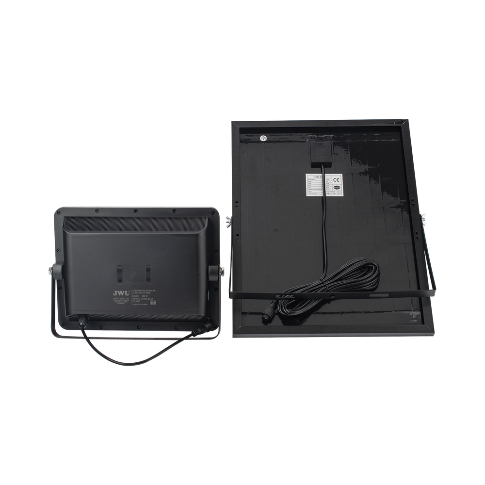 Reflector de 300 W con Panel Solar /  Batería 3.2  V CD / T.C.C. 6 500 K / IP65.
