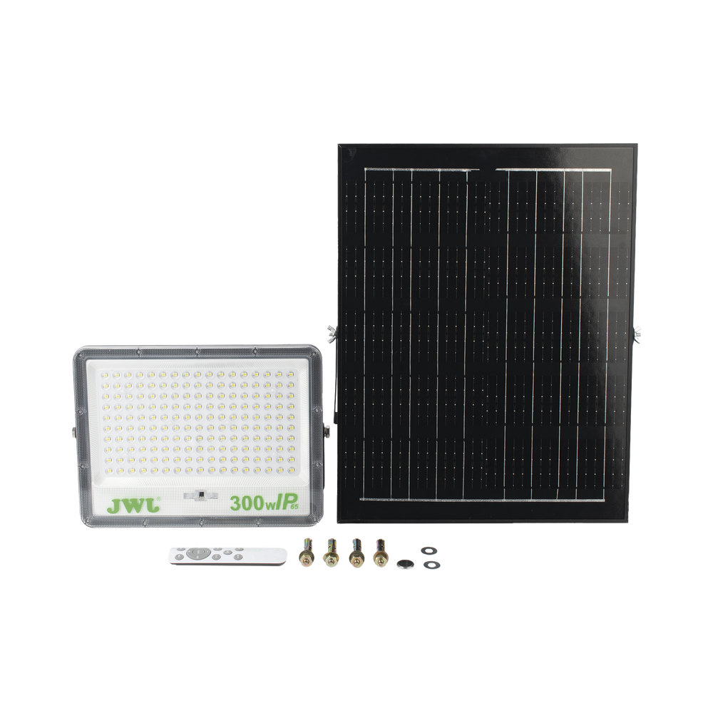 Reflector de 300 W con Panel Solar /  Batería 3.2  V CD / T.C.C. 6 500 K / IP65.
