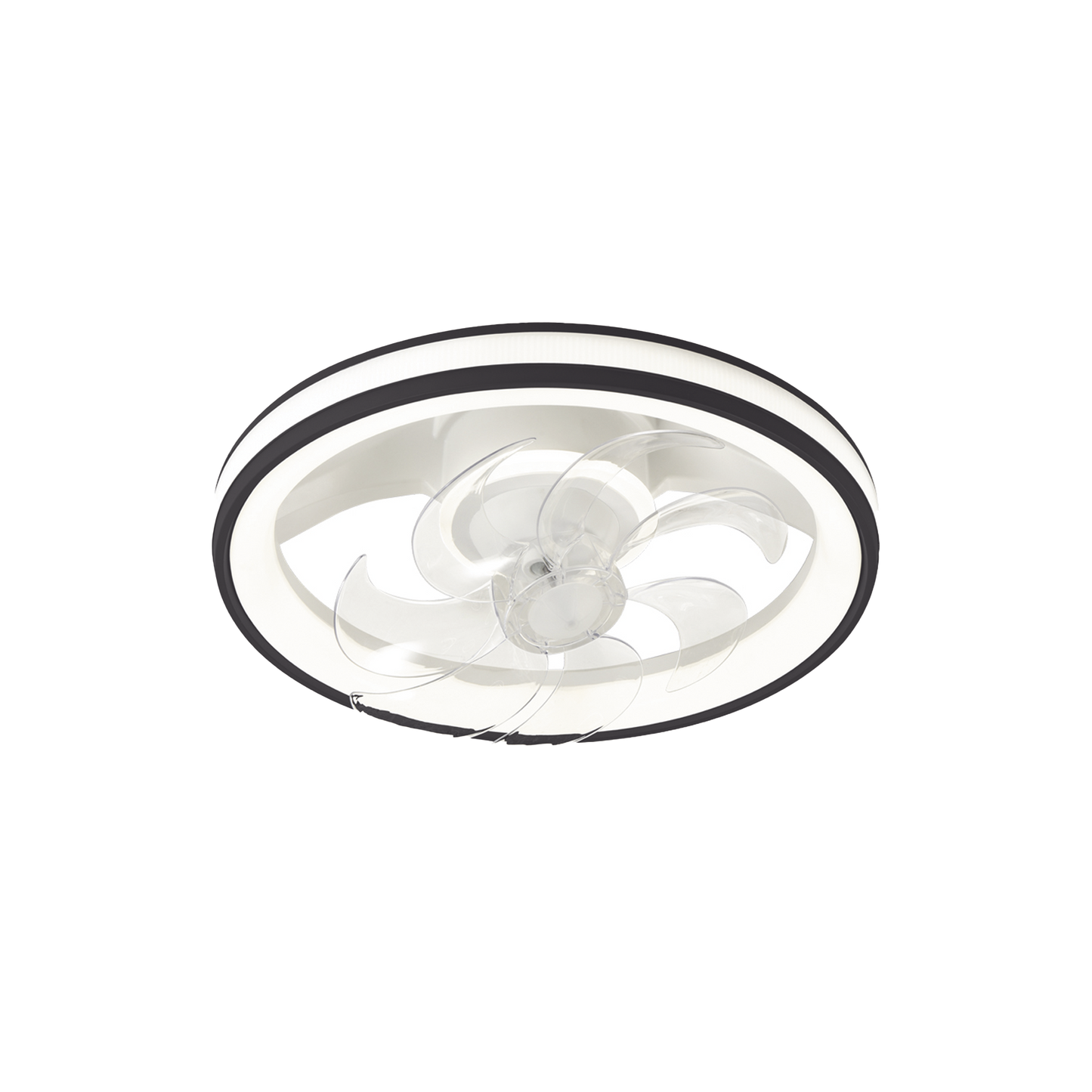 Ventilador de Techo con Luminario LED de  110 V CA 50/60 Hz /  88 W /4500 Lm / 6500 - 4 000 - 2 700 K /3 Tonos de Luz / 501 mm / 6 Velocidades / Dimeable / Color Blanco y Negro.