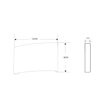 Lámpara Arbotante 4 W 220 lm / Dimensiones 120 x 80 x 40 mm / 85 - 265 Vca~ 50/60Hz / Luz Cálida 2 700 K / Uso en exterior IP 54.