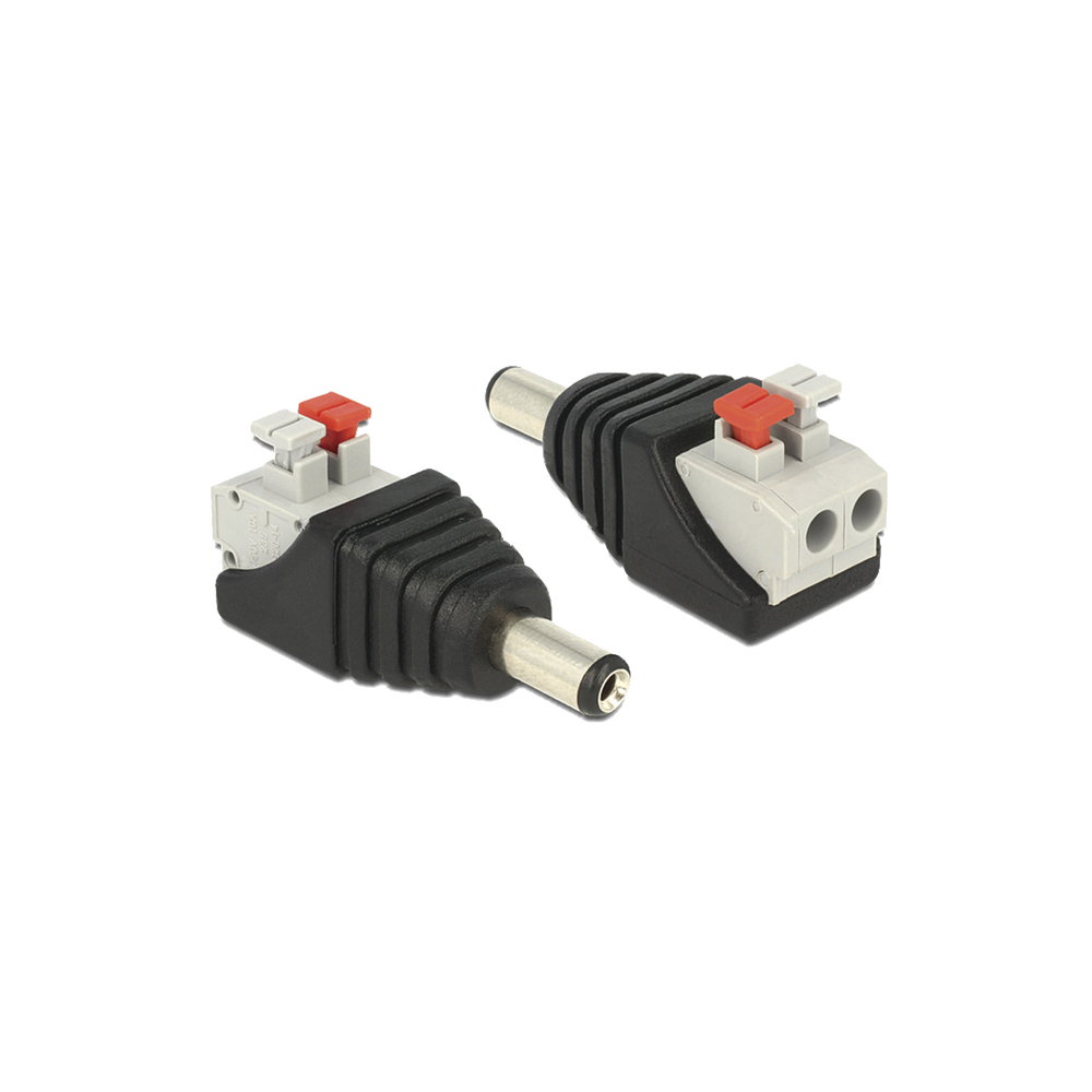 Adaptador Tipo Jack de 3.5 mm Macho Polarizado de 12 Vcc con Terminales de Presión