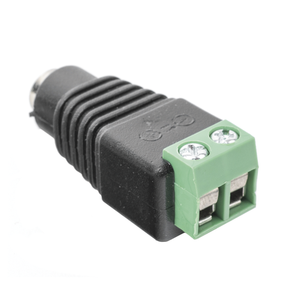 Adaptador Hembra Tipo Jack de 3.5 mm Polarizado de 12 Vcc / Terminales Tipo Tornillo / Polarizado (+/-) / Ideal para Cámaras de Video Vigilancia