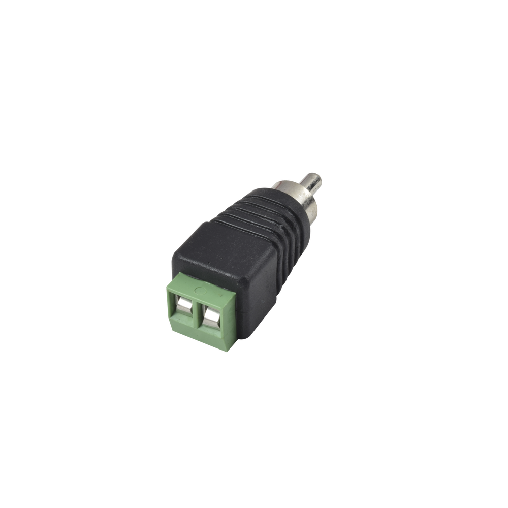Adaptador RCA Macho Tipo Jack Polarizado / Terminales Tipo Tornillo / Polarizado (+/-) / Recomendado para Video y Audio en Sistemas de Video Vigilancia a 2 Hilos