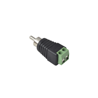 Adaptador RCA Macho Tipo Jack Polarizado / Terminales Tipo Tornillo / Polarizado (+/-) / Recomendado para Video y Audio en Sistemas de Video Vigilancia a 2 Hilos