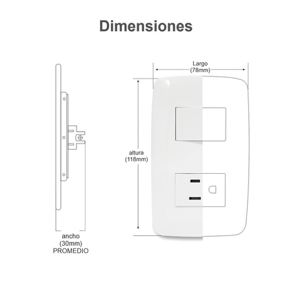 Apagador Sencillo de 127 V~60 Hz 10 A / Color Blanco.