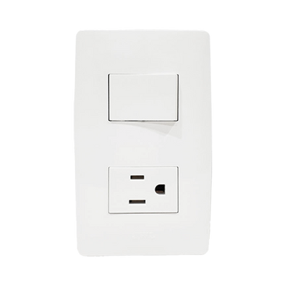 Apagador Escalera y Contacto de 127 V~60 Hz 10/15 A.