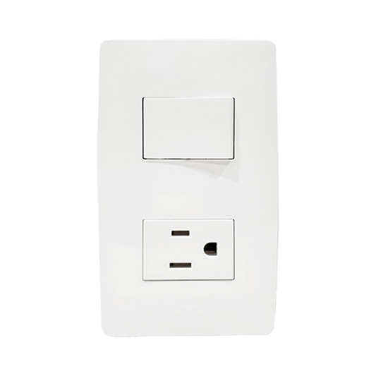 Apagador Escalera y Contacto de 127 V~60 Hz 10/15 A.