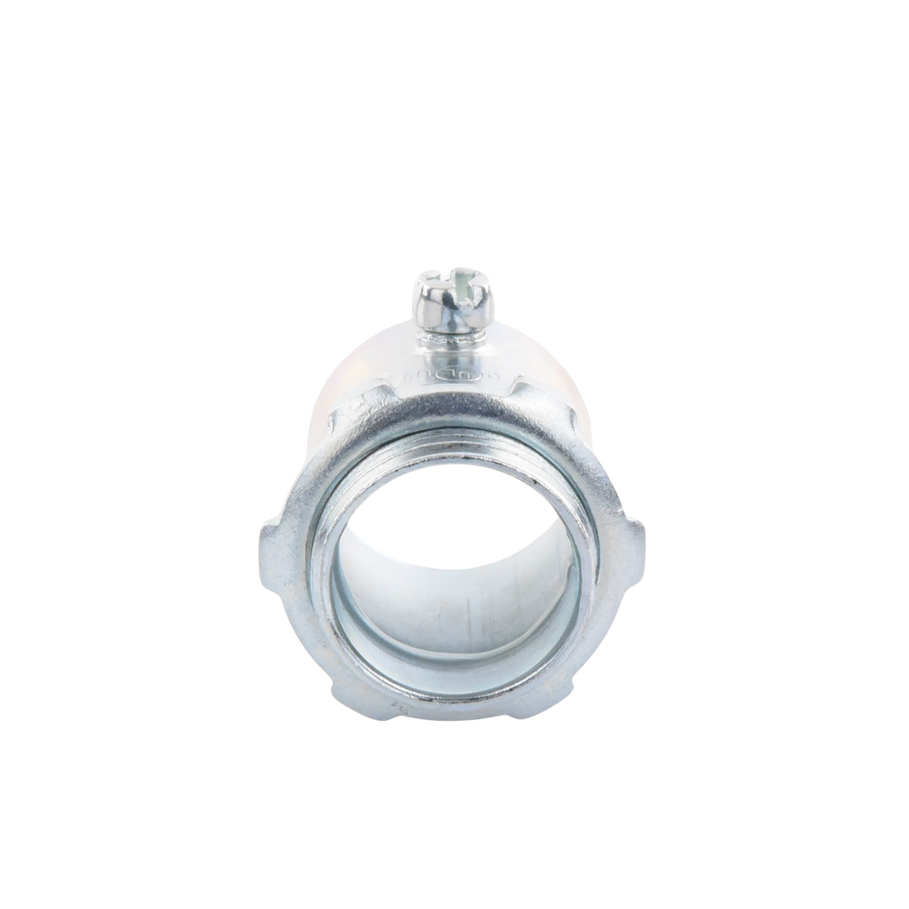 Conector 1" (25mm) pared delgada con tornillo tipo americano galvanizado etiqueta verde