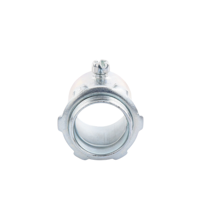 Conector 1" (25mm) pared delgada con tornillo tipo americano galvanizado etiqueta verde