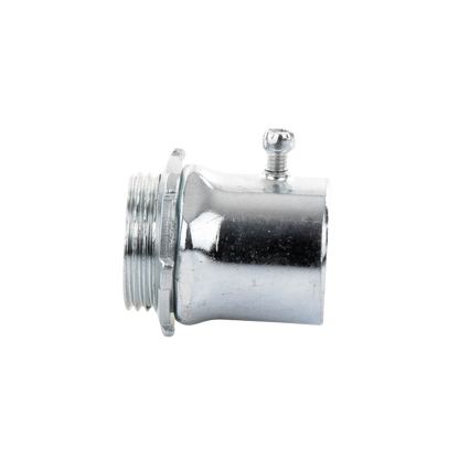 Conector 1 1/2" (38mm) pared delgada con tornillo galvanizado etiqueta verde