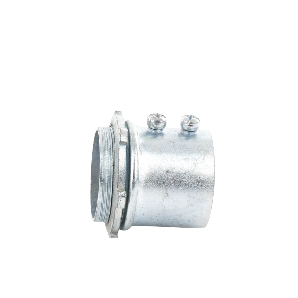 Conector 3/4" (19mm) pared delgada con tornillo tipo americano galvanizado etiqueta verde