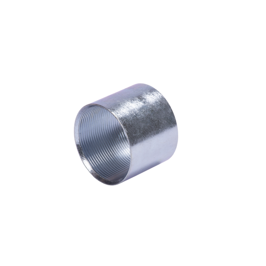 Cople 4" (102mm) pared gruesa con rosca galvanizado etiqueta amarilla