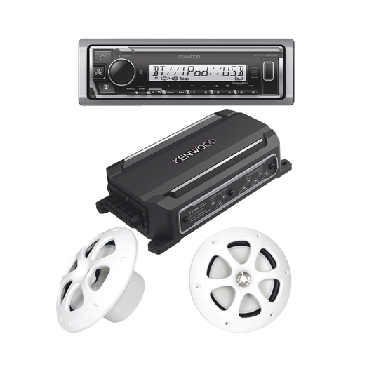 Kit de estereo con Bluetooth KMR-M332BT | Amplificador KAC-M5014  | mas Par de bocinas KFC-1613MRW