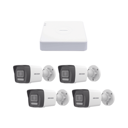 Kit IP 1080p (2 Megapixel) / NVR de 4 Canales con 4 Puertos PoE / 4 Cámaras IP Bala ColorVu Lite y Motion Detection 2.0 / Micrófono Integrado