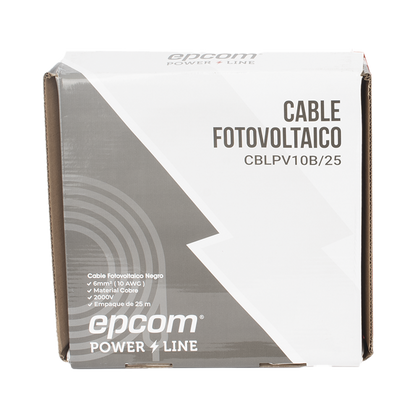 Kit de 2 rollos de 25 metros de cable fotovoltaico de cobre, rojo y negro, calibre 10 AWG (6mm²), Tipo PV,  1000/2000 V y 120°C.