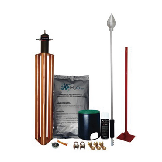 Kit Pararrayo con Punta en Aluminio con Accesorios para Protección de Diámetro de 160 m.