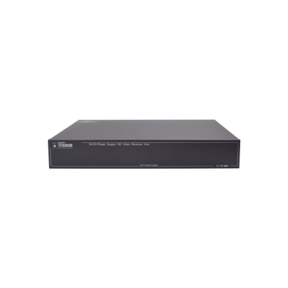 Kit de TRANSCEPTOR ACTIVO DE 16 Canales / VIDEO+PODER en un solo Cable UTP / 150m en 4K, 200m en 5 MP/ Envía 36 Vcc y recibe 12 Vcc / TODO INCLUIDO PARA RACK / Compatible con cámaras HD-TVI/CVI/AHD/CVBS / Instalación Limpia