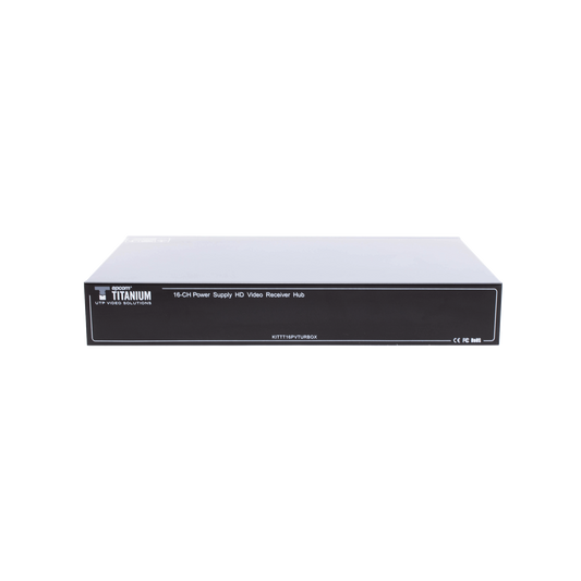 (SOLO RECEPTOR) TRANSCEPTOR ACTIVO DE 16 CANALES / VIDEO+PODER en un solo Cable UTP / 150 metros en 4K, 200 metros en 5 MP/ Envía 36 Vcc y Recibe 12 Vcc / TODO INCLUIDO PARA RACK / HD-TVI/CVI/AHD/CVBS / SIN RUIDO / INSTALACIÓN LIMPIA.