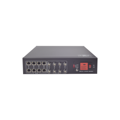 Kit de TRANSCEPTOR ACTIVO DE 8 CANALES / VIDEO+PODER en un solo Cable UTP / 150 metros en 4K, 200 metros en 5 MP/ Envía 36 Vcc y Recibe 12 Vcc / TODO INCLUIDO PARA RACK / Compatible con cámaras HD-TVI/CVI/AHD/CVBS / INSTALACIÓN LIMPIA